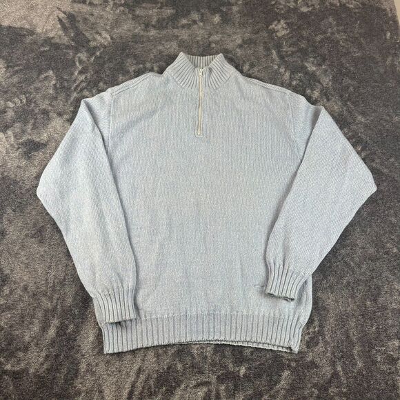 Vtg Paul & Shark Yachting Pure New Wool Knitted 1/4 Zip Sweater Blue L Italy - Picture 1 of 12